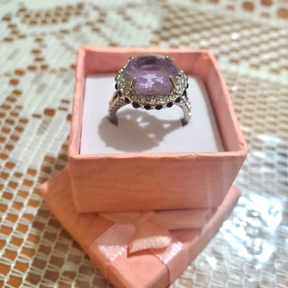 β€οΈβ€οΈNEWπ AMETHYST SILVER PLATED RING - Picture 5 of 7